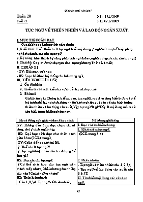 Giáo án Ngữ văn lớp 7 - Tiết 73 đến 76 - Năm học 2008-2009
